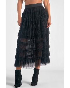 Elan Layered Midi Tulle Skirt  