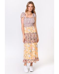 Adelyn Rae Luana Floral Print Tiered Midi Dress