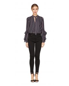 Adelyn Rae Kipling Black and Red Striped Blouse