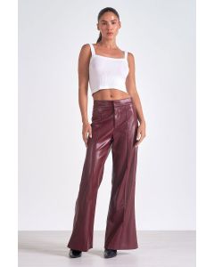 Elan Burgundy Faux Leather Pants