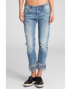 Jack Meets Kate Distressed Boyfriend Jeans With Fringe Hem 