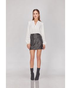 Greylin Luca Vegan Leather Studded Detail Skirt