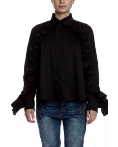 SEN Thrive Black Ruffle Detail Top 