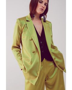 Q2 Tailored Double Breast Satin Blazer  