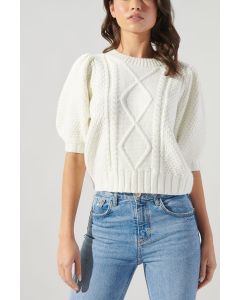 Sugarlips Ivory Puff Sleeve Sweater