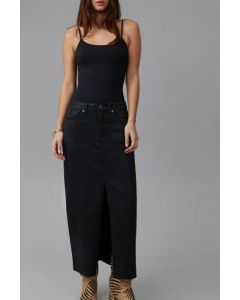Lola Jeans Black Coated Denim Maxi Skirt 
