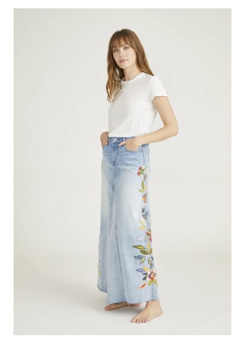 Driftwood Feathery Leaf Maxi Skirt 