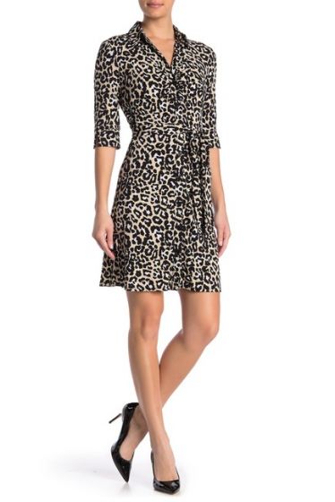 Laundry by Shelli Segal Leopard Print Shirt Dress