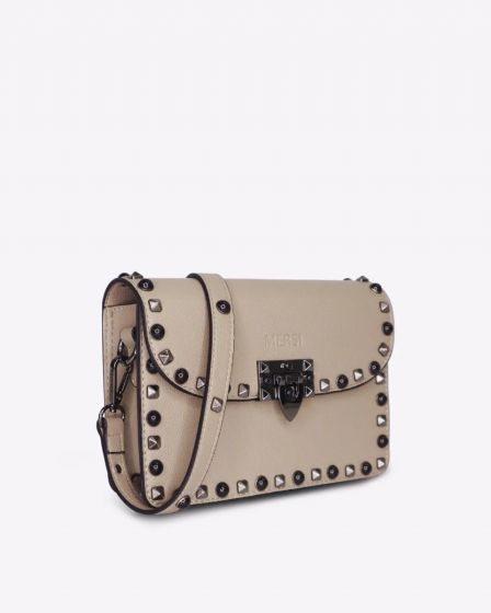 MERSI Ruby Taupe Studded Crossbody Bag