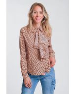 Q2 Geo Print Ruffled Front Top 