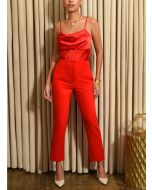 Adelyn Rae Grethen High Waist Slim Fit Red Trousers