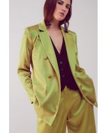 Q2 Tailored Double Breast Satin Blazer  