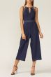Adelyn Rae Navy and White Sarina Crop Jumpsuit  