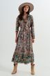 Q2 Floral Print Satin Maxi Shirt Dress