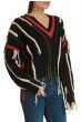 Elan V-Neck Multi Color Fringe Sweater