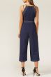 Adelyn Rae Navy and White Sarina Crop Jumpsuit  