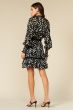 Adelyn Rae Mock Neck Black and Silver Chiffon Ruffle Hem Dress