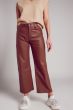 Q2 Brown Coated Wide Leg Denim Pants