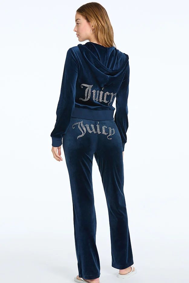 Juicy Couture OG Blue Bling Velour Track Pants