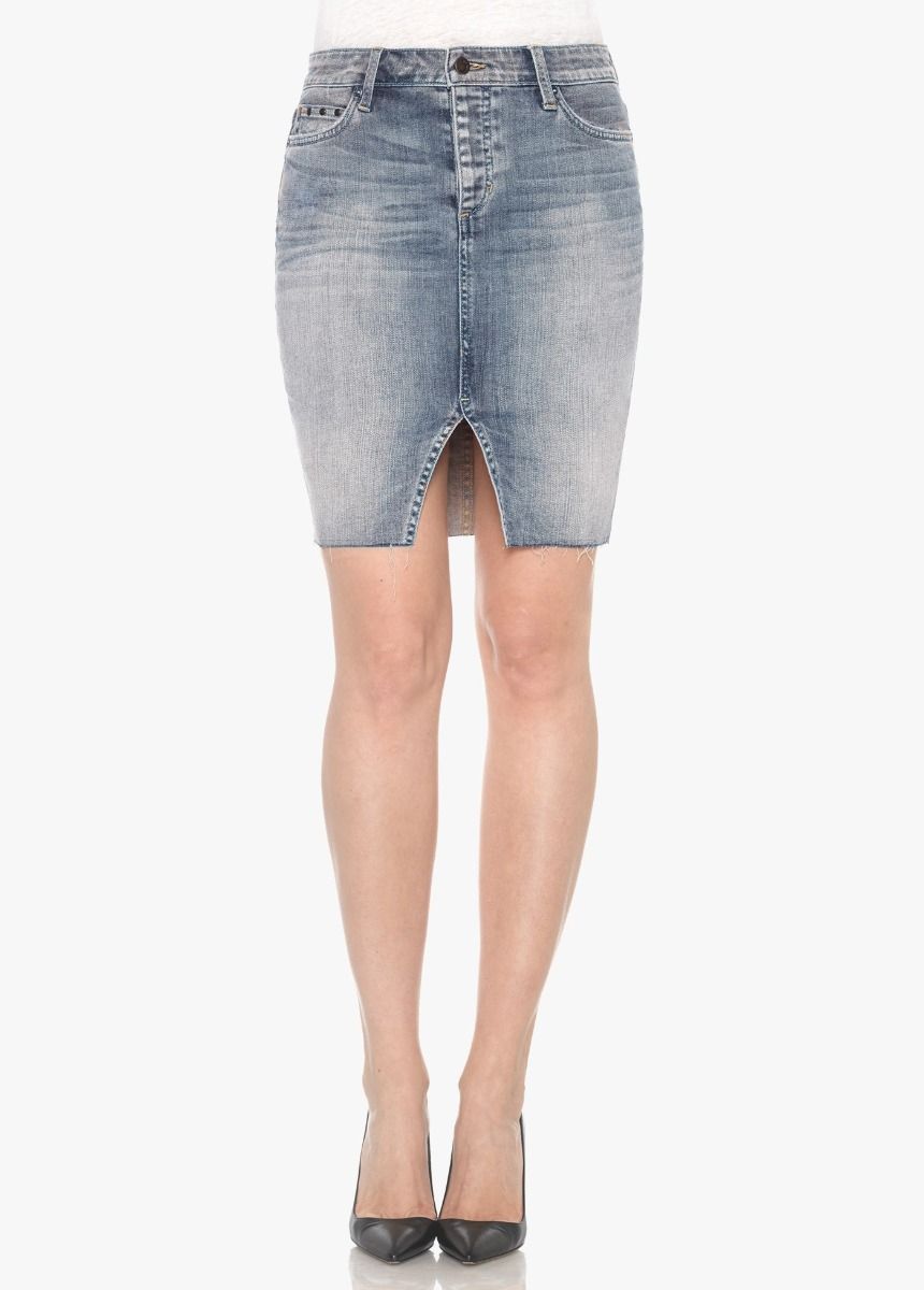 Denim skirt pencil cut top