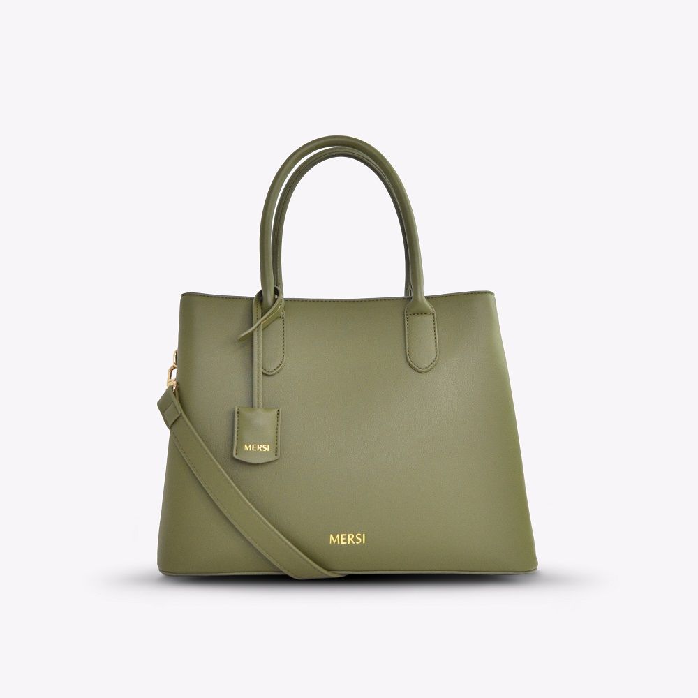 Calf Leather handbag Color Olive Green