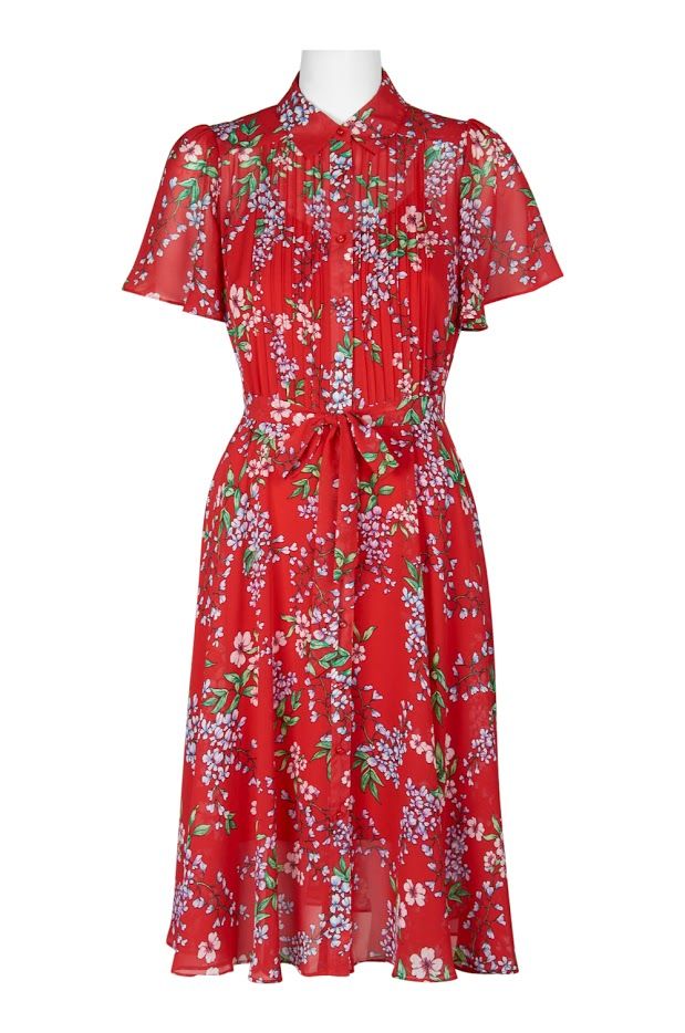 Nanette Nanette Lepore Red Floral Print Dress