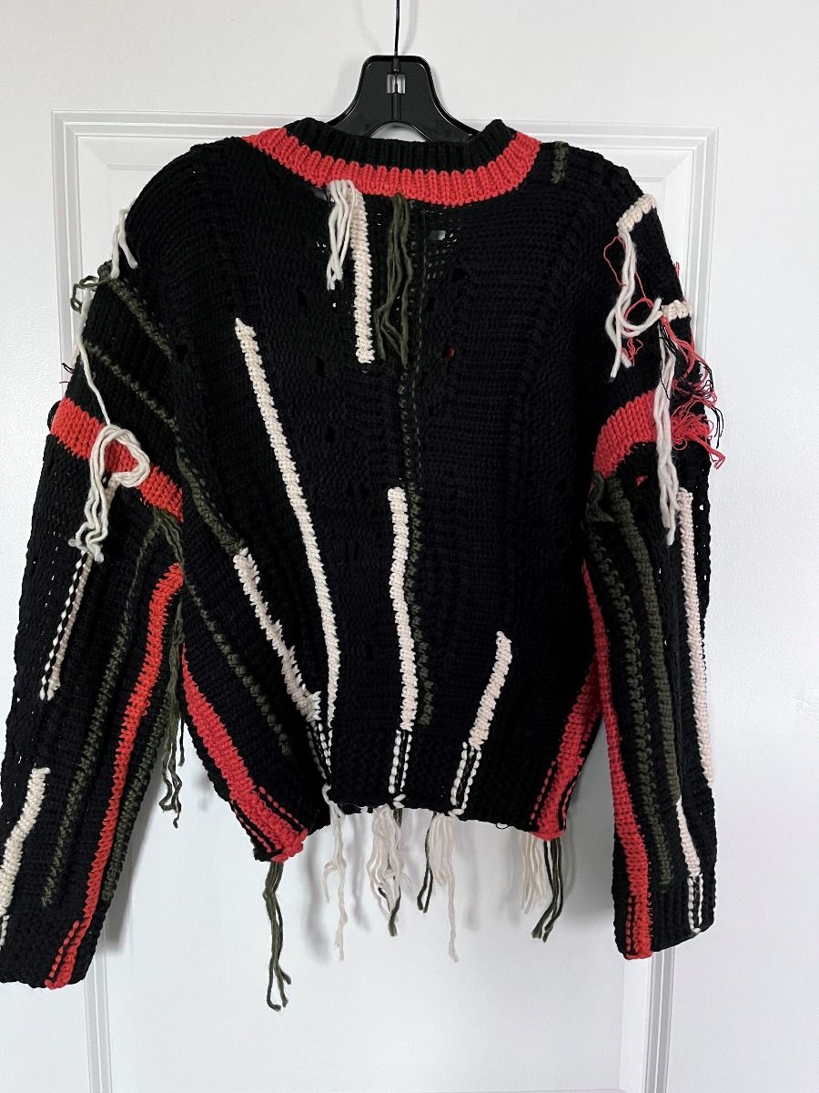 Elan V Neck Multi Color Fringe Sweater
