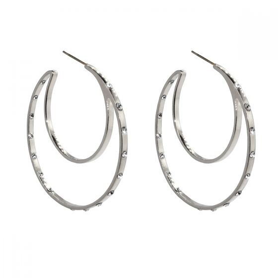 Liza Schwartz Sterling Silver Plated CZ Double Hoops 