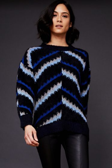 ECRU Chevron Jacquard Easy Crew Sweater