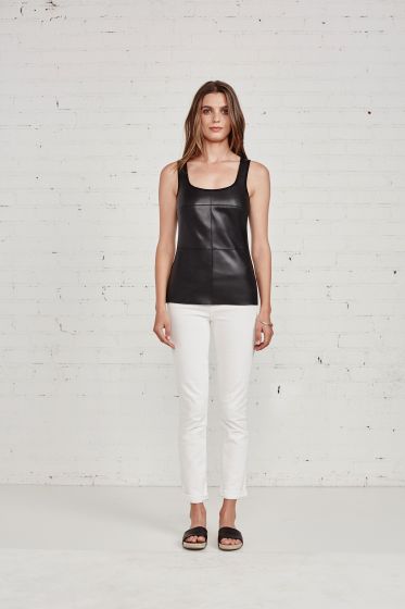 Bailey 44 Black Eco-Leather Fonda Top 