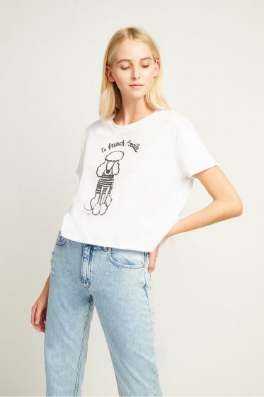 French Connection Le Poodle Cropped T-Shirt