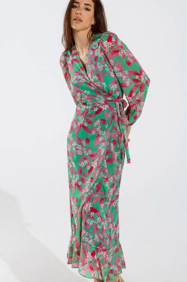 Q2 Floral Chiffon Maxi Dress