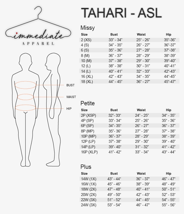 Tahari Suit Size Chart