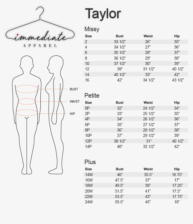 Taylor Size Chart Bottoms